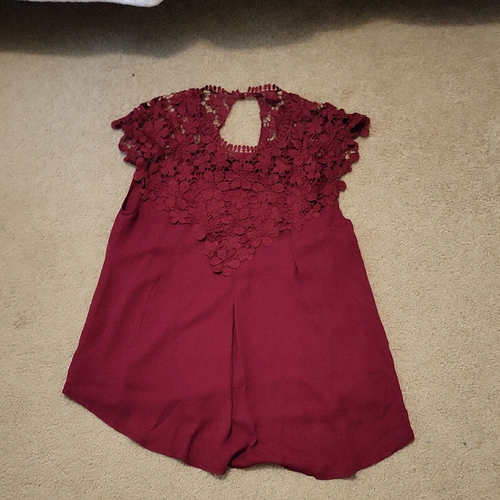 Elegant Burgundy Lace Women's Top